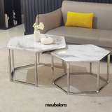 Salontafel 'Hima' Tweedelig 80-70cm — Poten in Zilverkleur