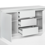 Dressoir Rome - 165cm - 3 Deuren 2 Lades - Wit Hoogglanslak 