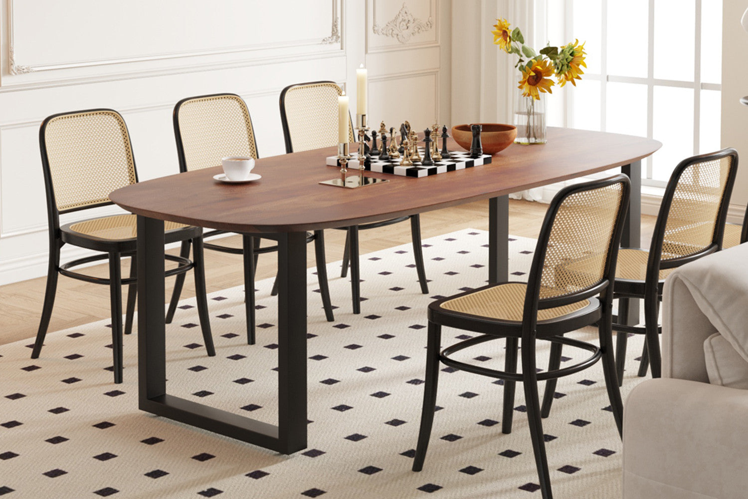 SALE - Tafel 'Tommy' 220x100 cm Deens Ovaal U-Poot Mango hout Bruin