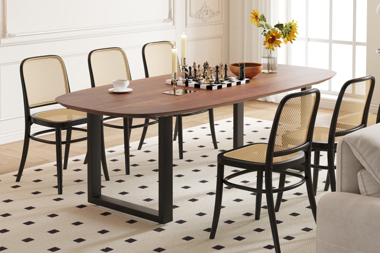 SALE - Tafel 'Tommy' 220x100 cm Deens Ovaal U-Poot Mango hout Bruin