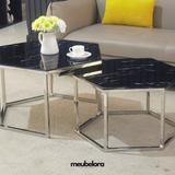 Salontafel 'Hima' Tweedelig 80-70cm — Poten in Zilverkleur