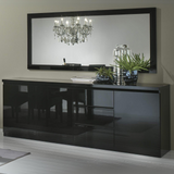 Dressoir Rome - 220cm - 3 Deuren 3 Lades - Zwart Hoogglanslak 