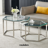 Salontafel 'Hima' Tweedelig 80-70cm — Poten in Zilverkleur