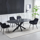 Eettafel 'Ophelia' 180cm Ovaal — Poten in Zwart