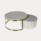 Salontafelset Veda Gold – Luxe Marmer met Gouden Accenten