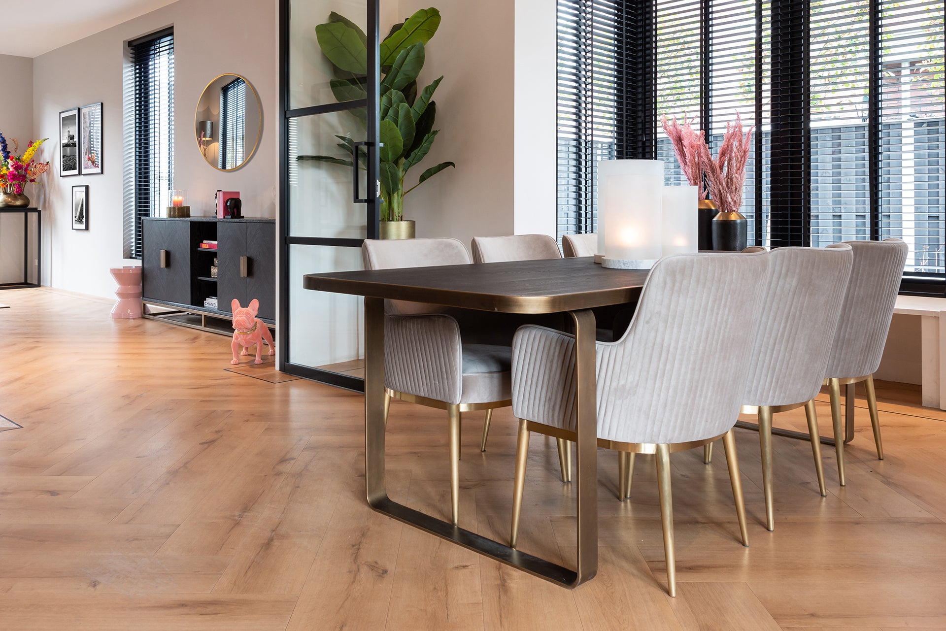 Spiegel Maevy goud 110Ø (Gold)