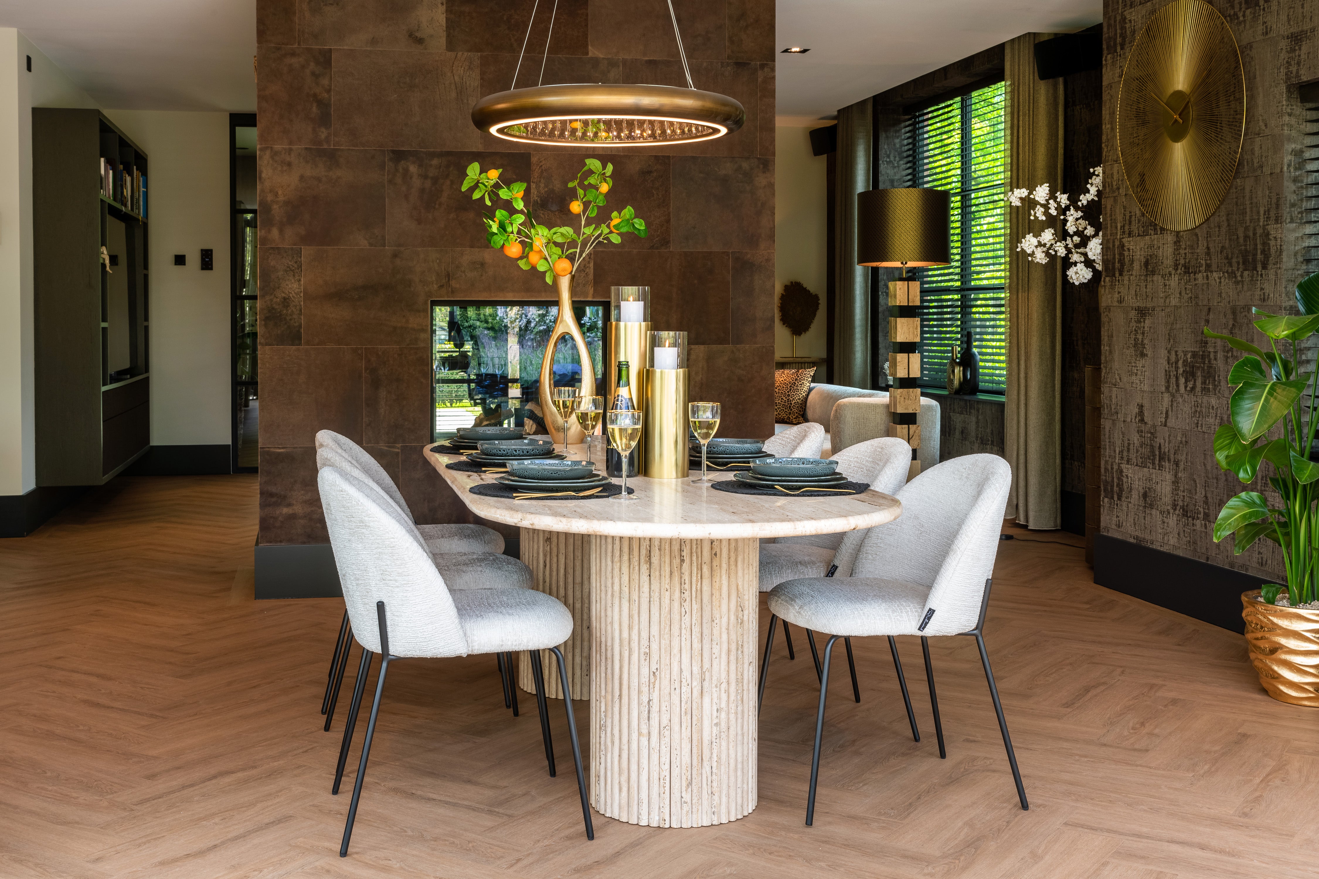 Ovale Eettafel La Cantera Travertin – 240 x 110 cm