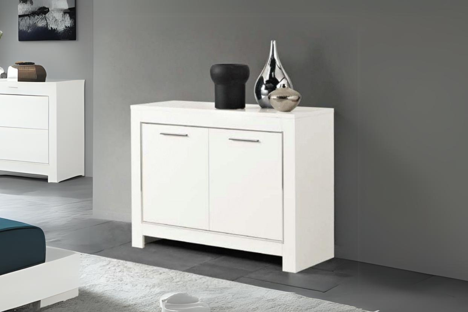 Dressoir Modena 2 Deuren 112cm - Witte Hoogglanslak