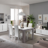 Dressoir Greta - 156cm - 3 Deuren - Grijs Wit Hoogglanslak