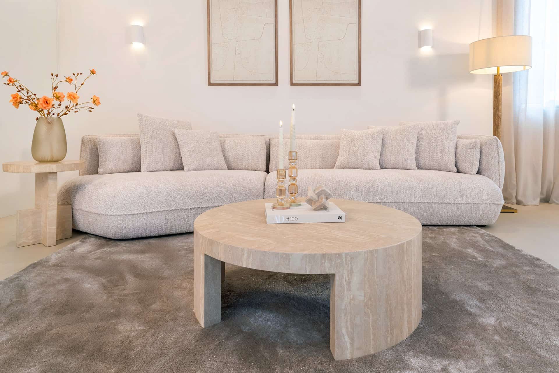 Bijzettafel Biltmore Italian Travertine (Beige)