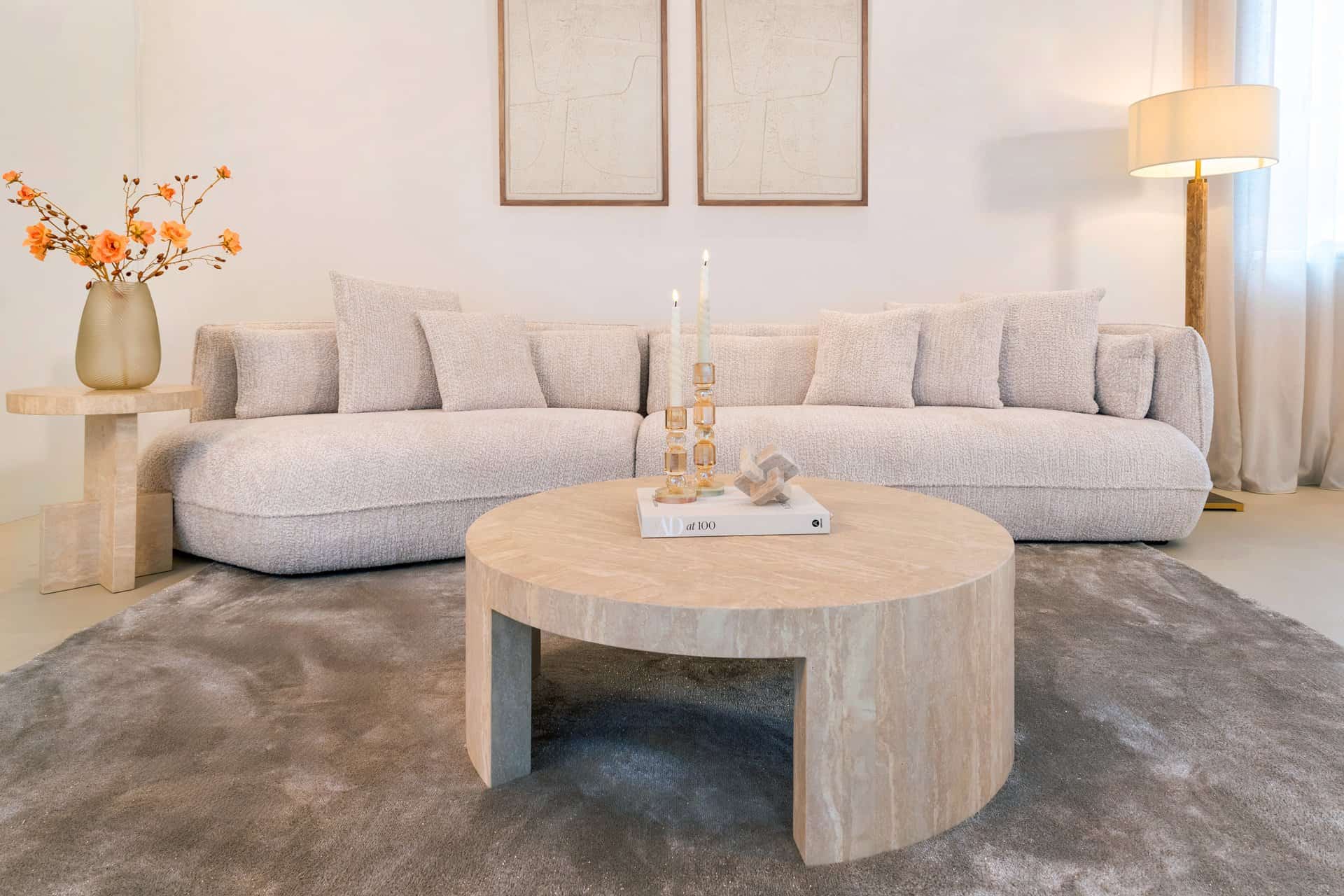 Bijzettafel Biltmore Italian Travertine (Beige)