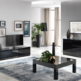 Dressoir Rome - 165cm - 2 Deuren 3 Lades - Zwart Hoogglanslak 