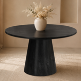 Tafel 'Tommy' 130 cm Rond Mango hout Zwart