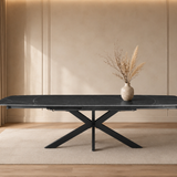 Uitschuifbare tafel 'Ares' 160-240 cm Deens Ovaal Steen Zwart