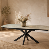 Uitschuifbare tafel 'Ares' 160-240 cm Deens Ovaal Glanzend Steen Beige