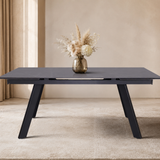 Uitschuifbare tafel 'Hera' 160-240 cm Rechthoekig Steen Zwart
