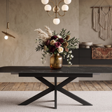 Uitschuifbare tafel 'Hestia' 180-220 cm Deens Ovaal Steen Zwart