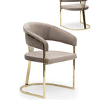 Ariana Eetakamerstoelen Velours Taupe Goudkleur