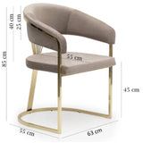 Ariana Eetakamerstoelen Velours Taupe Goudkleur