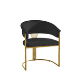 Ariana Eetakamerstoelen Velours Zwart Goudkleur