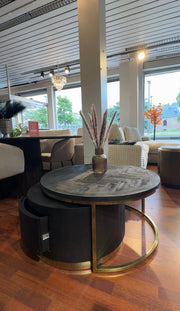 OUTLETDEALS // SALONTAFEL 2/DELIG ZWART FINEER MET GOUDKLEUR