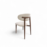 Boheme Eetkamerstoel – Chenille Beige / Noyer