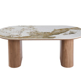 Salontafel LEONORA 120 cm Glanzend Steen Pandora