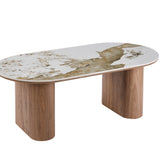 Salontafel LEONORA 120 cm Glanzend Steen Pandora