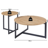 Set van 2 Salontafels 'Pola' Decor Oude eik