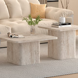 Set van 2 Salontafels 'Bobby' Decor travertin Beige