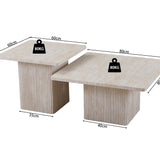 Set van 2 Salontafels 'Bobby' Decor travertin Beige