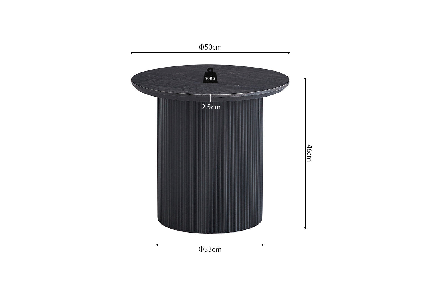 Salontafel 'Lagos' 50 cm Rond Decor Donkerbruin