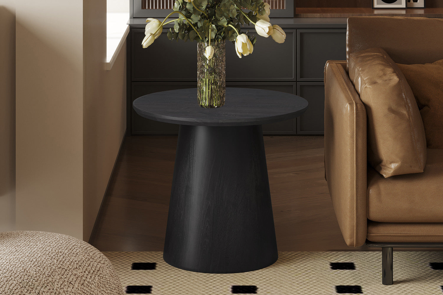 Bijzetttafel 'Miklos' 60 cm Rond Decor Donkerbruin