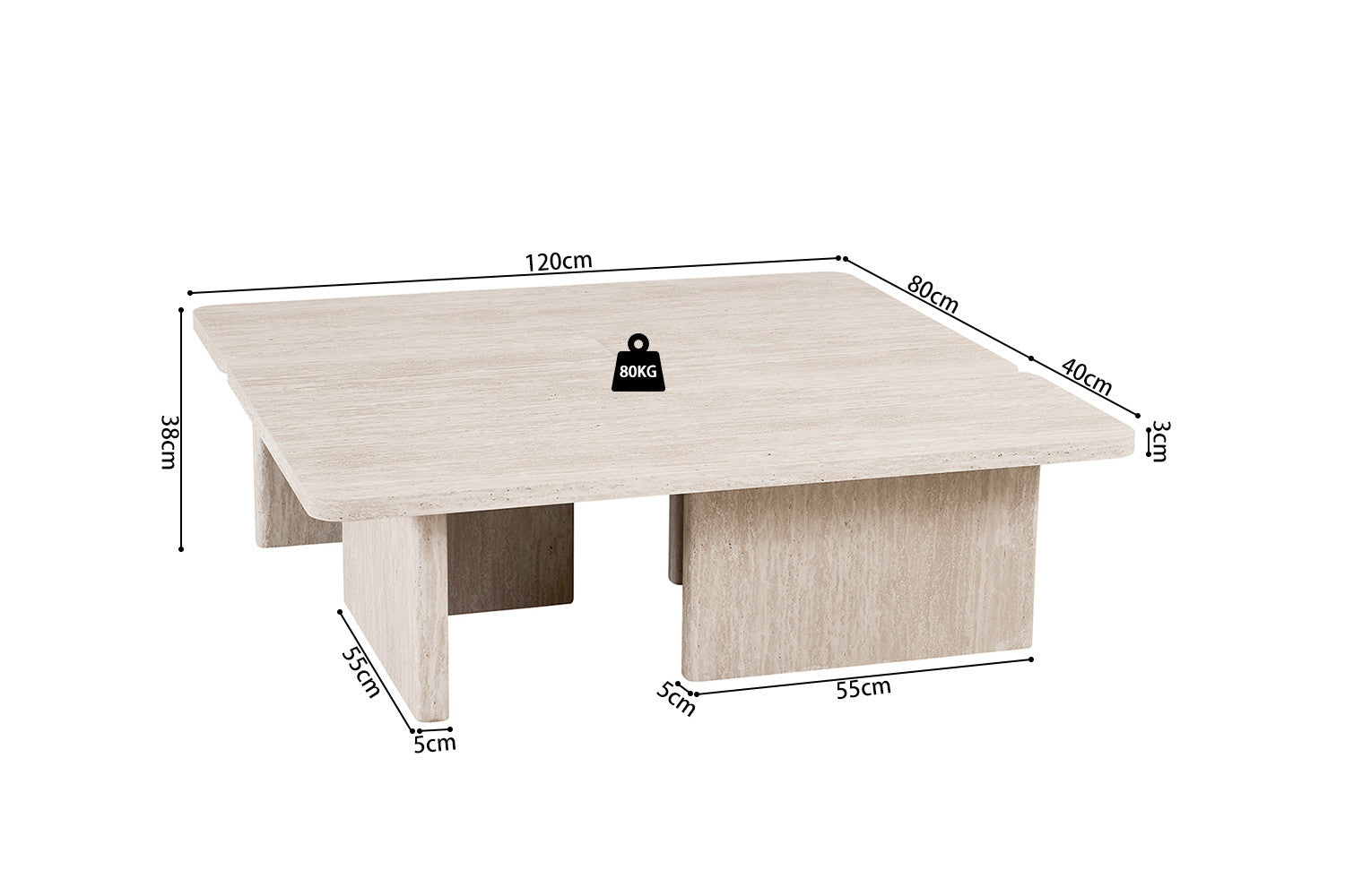 Salontafel 'Arallo' Decor Travertin Beige