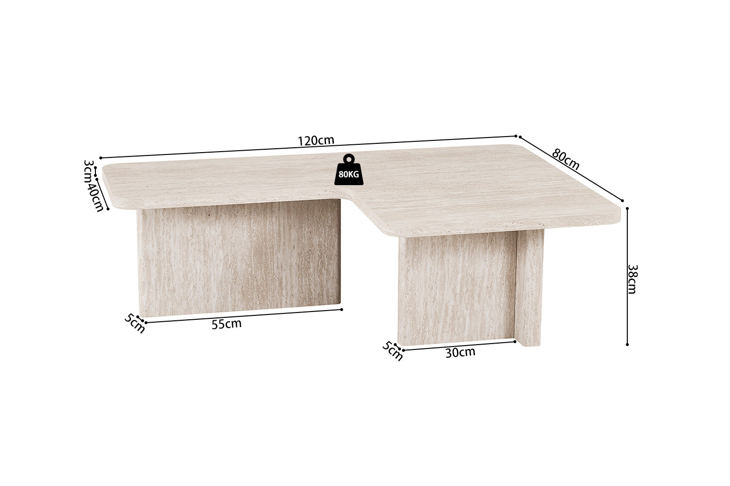 Salontafel 'Arallo' Decor Travertin Beige