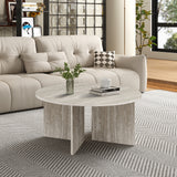 Salontafel 'Drasir' Rond Decor Travertin Grijs