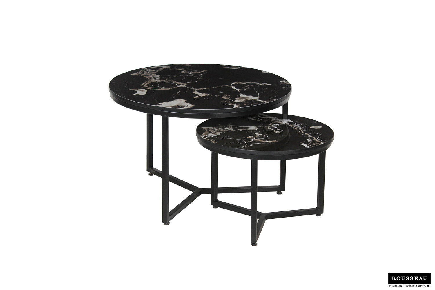 SALE - Salontafel 'Ravenna' 2-delig Steen Marmerlook Zwart