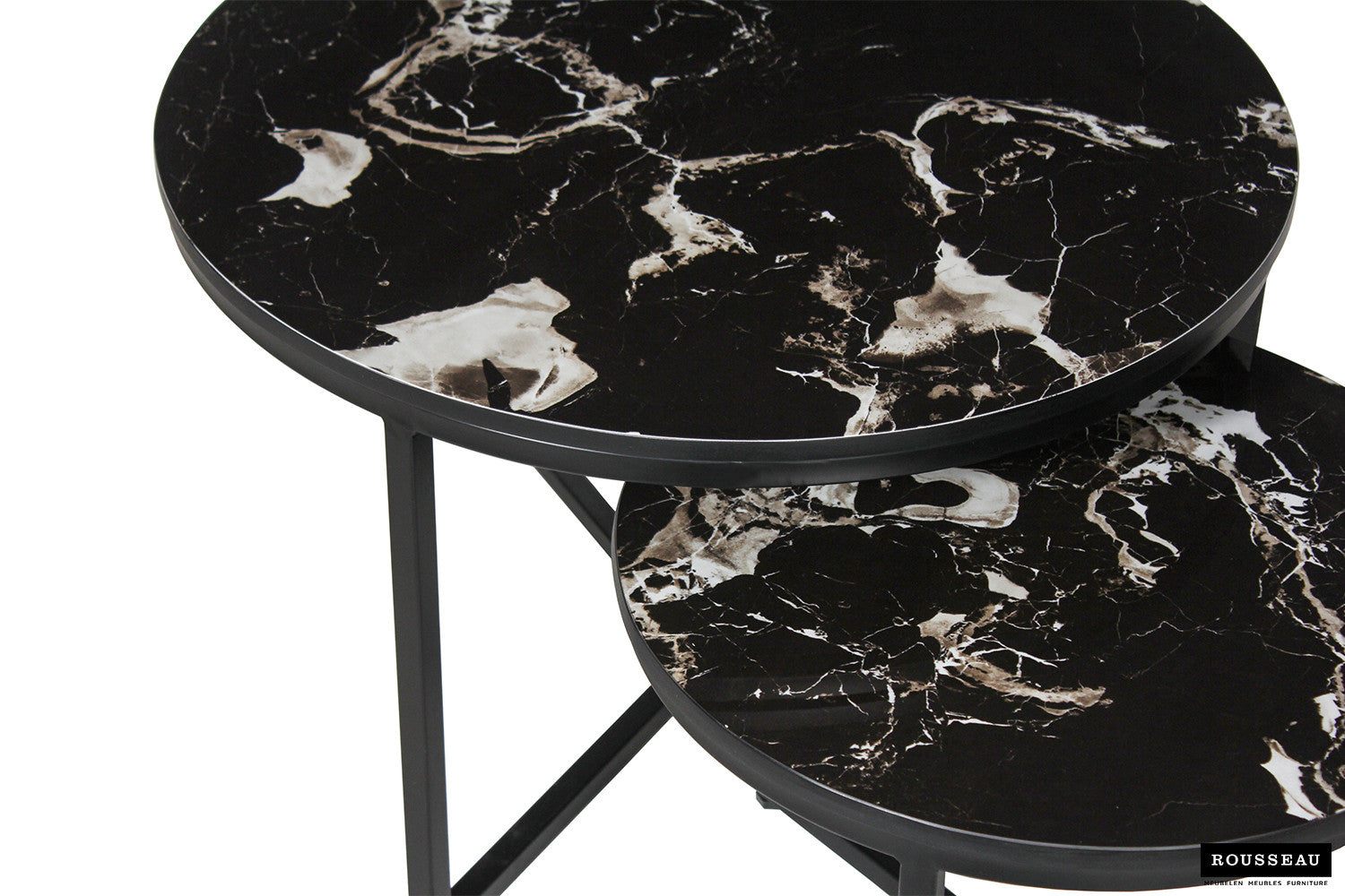 SALE - Salontafel 'Ravenna' 2-delig Steen Marmerlook Zwart