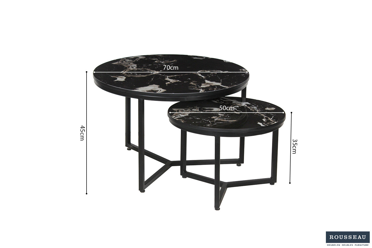SALE - Salontafel 'Ravenna' 2-delig Steen Marmerlook Zwart