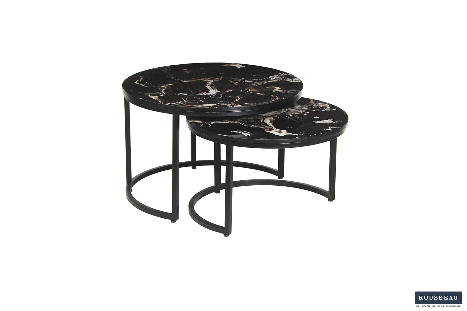 SALE - Salontafel 'Nazaro' 2-delig Composiet Marmer Zwart