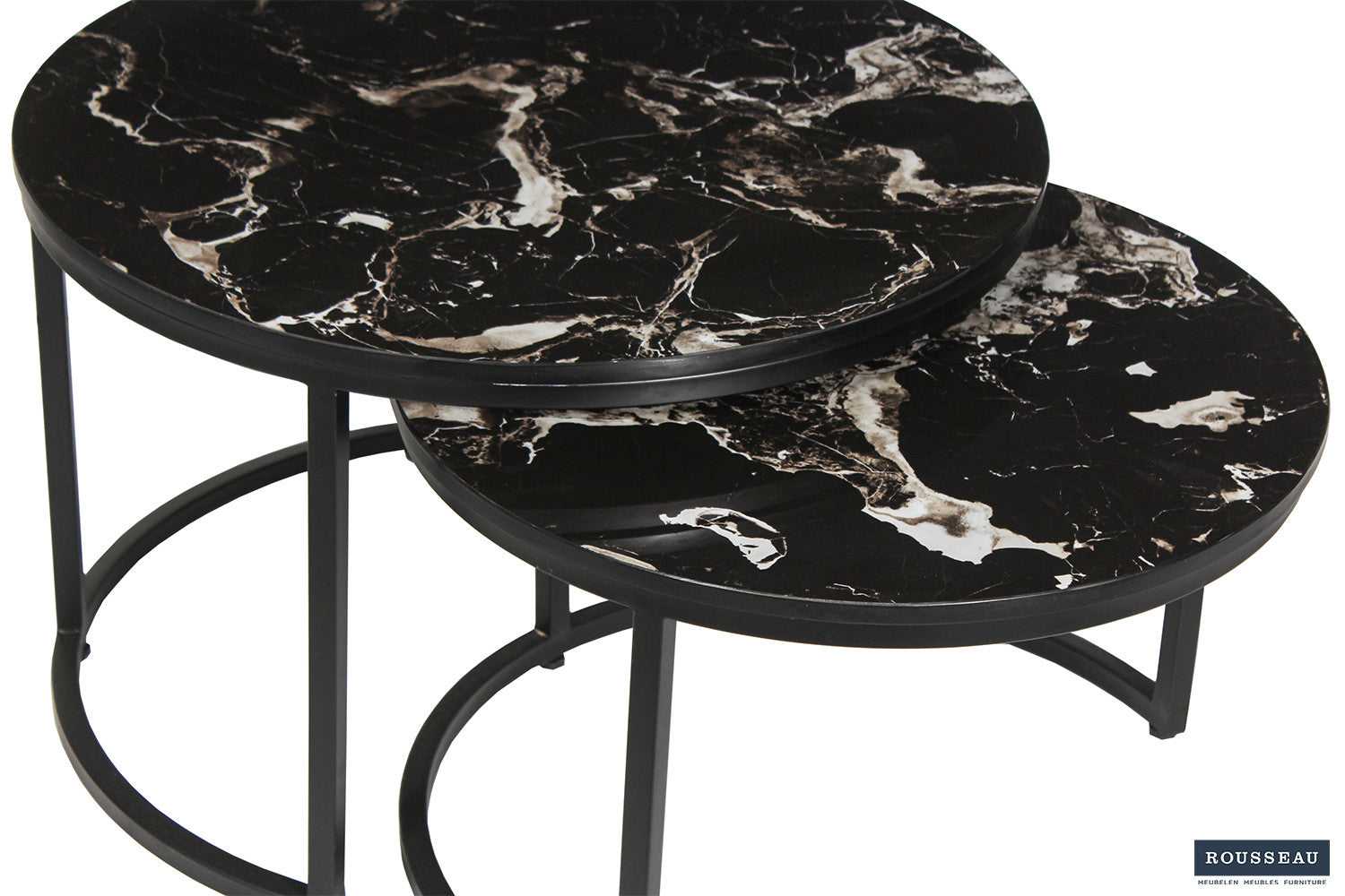 SALE - Salontafel 'Nazaro' 2-delig Composiet Marmer Zwart