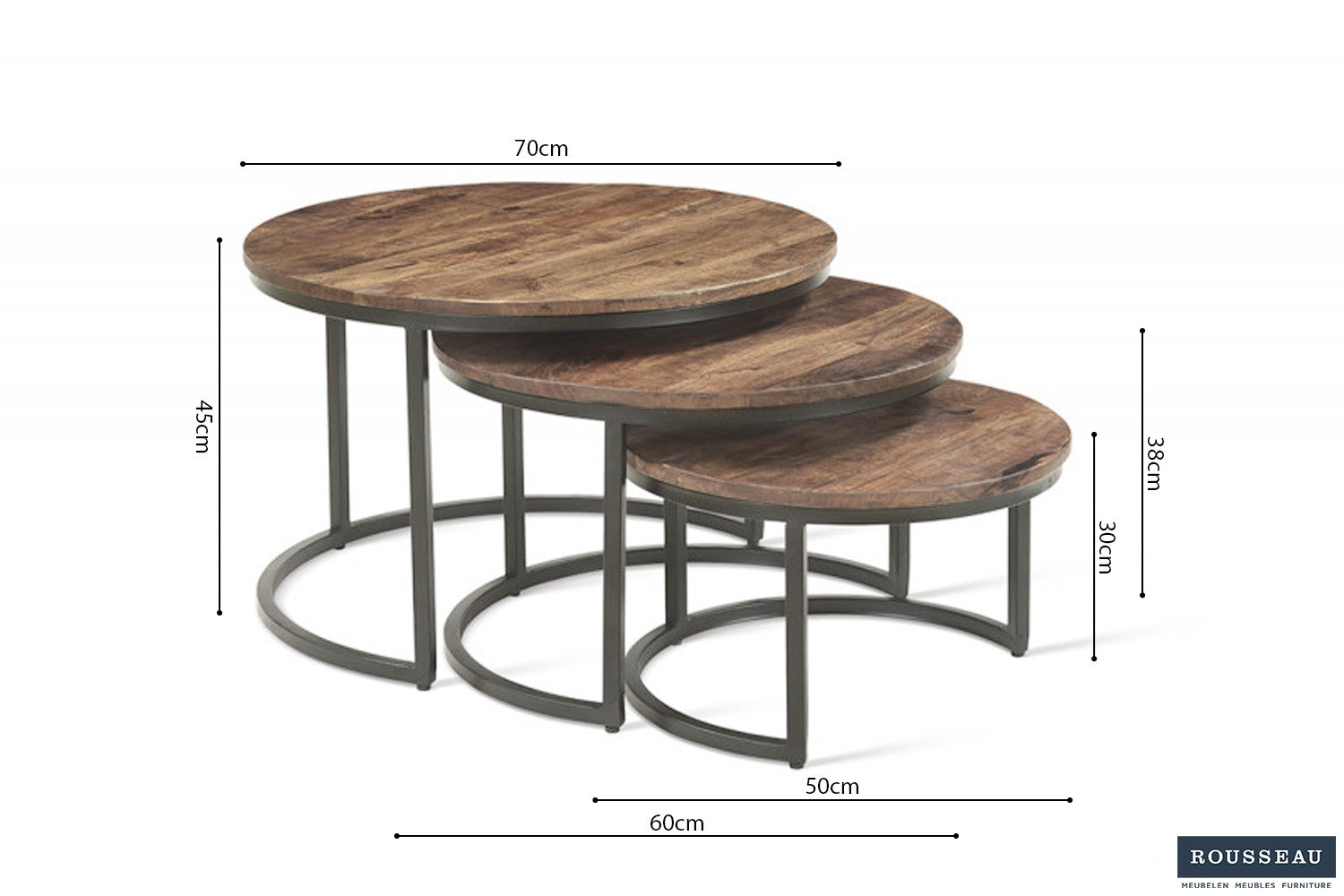 Salontafel 'Arnod' 3-delig Mangohout