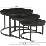 Salontafel 'Arnod' 3-delig Mango hout zwart