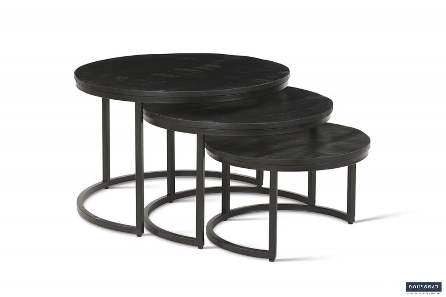 Salontafel 'Arnod' 3-delig Mango hout zwart