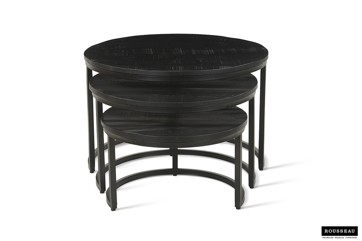 Salontafel 'Arnod' 3-delig Mango hout zwart