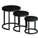 Bijzettafel 'Plano' 3-delig Mango hout zwart