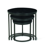 Bijzettafel 'Plano' 3-delig Mango hout zwart