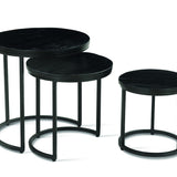 Bijzettafel 'Plano' 3-delig Mango hout zwart