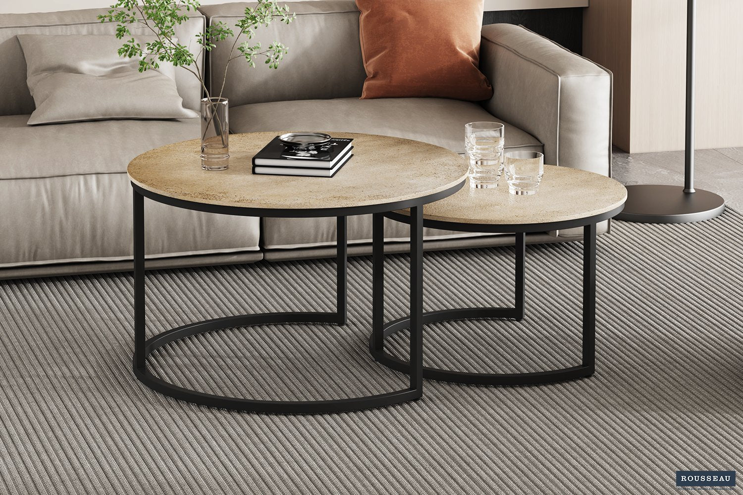 Salontafel 'Amira' 2-delig Verouderd Zilver