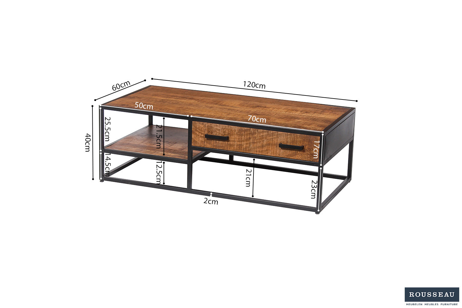 Salontafel 'Madeira' 120 cm Mangohout